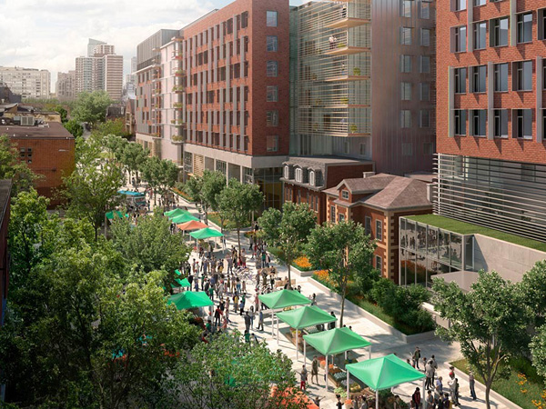 Rendering of the exterior and public realm of George Street Revitalization Project. Courtesy of Montgomery Sisam.