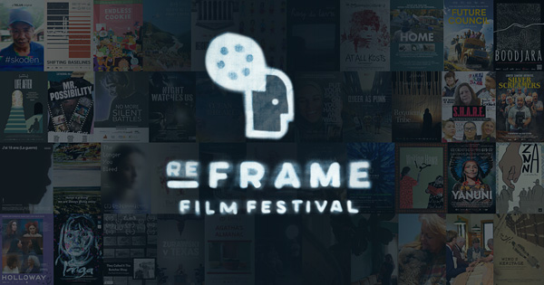 ReFrame Film Festival logo over a collage of documentary film posters