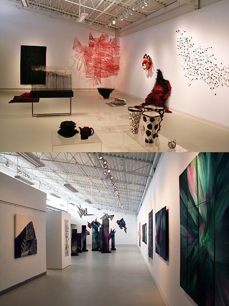 World of Threads Festival exhibition “The Red and the Black” featured all red and black fibre and textile artworks. “Cosmic Geometry” featured artworks with themes of cosmos, math and geometry.